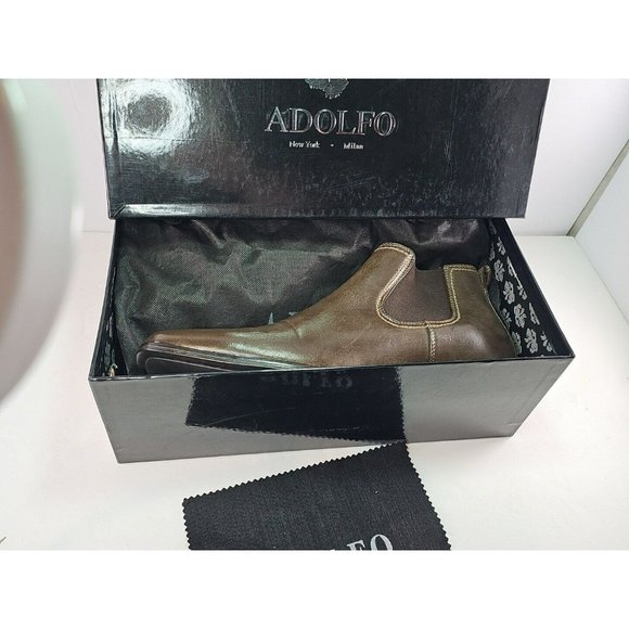 Adolfo Charles- 2 Men's 11 BROWN Dress Ankle Boot Shoe NEW! - Picture 1 of 8